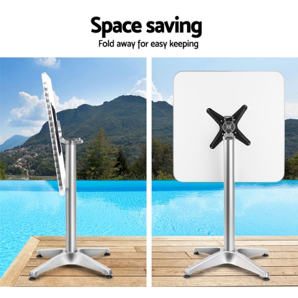 Bar Table Outdoor Furniture Adjustable Aluminium Pub Cafe Indoor Square Gardeon - Image 4