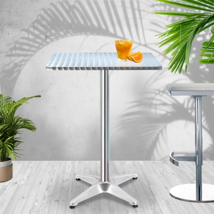 Bar Table Outdoor Furniture Adjustable Aluminium Pub Cafe Indoor Square Gardeon - Image 7
