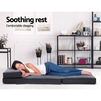 Artiss Lounge Sofa Bed Floor Couch Recliner Chaise Chair Futon Folding Grey - Image 5