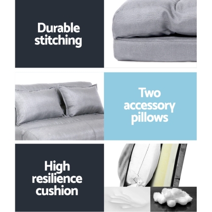 Artiss Lounge Sofa Bed Floor Recliner Chaise Folding Linen Farbric - Image 5