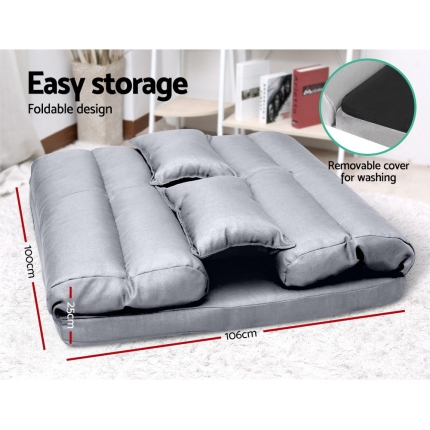 Artiss Lounge Sofa Bed Floor Recliner Chaise Folding Linen Farbric - Image 6