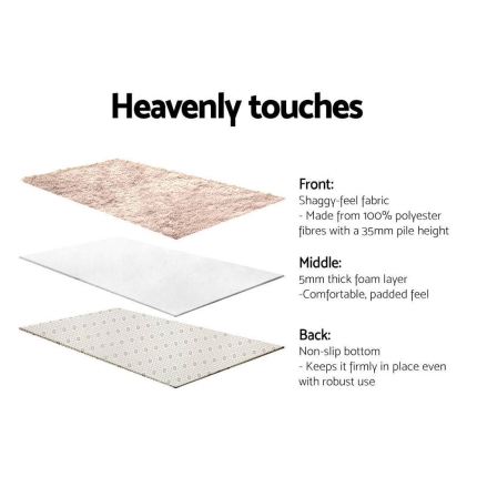 Artiss Shaggy Rug 160x230cm Beige - Image 6