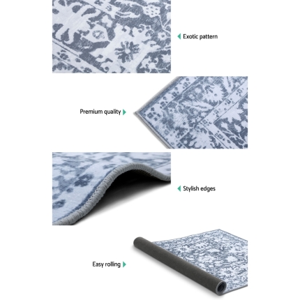 Artiss Floor Rugs Large 120x170 Area Rug Vintage Carpet Mat Soft Blue Bedroom - Image 4