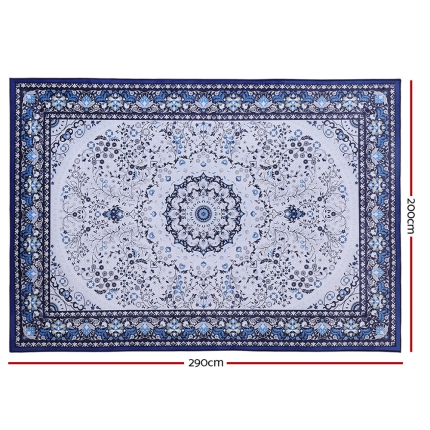 Artiss Short Pile Floor Rug 200x290cm Gaspar Blue - Image 2