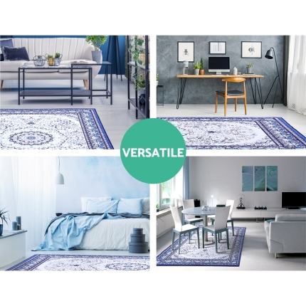 Artiss Short Pile Floor Rug 200x290cm Gaspar Blue - Image 6