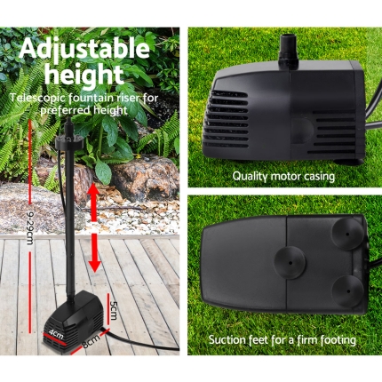 Gardeon 30W LED Lights Solar Fountain with Battery Outdoor Fountains Submersible Water Pump - Image 3