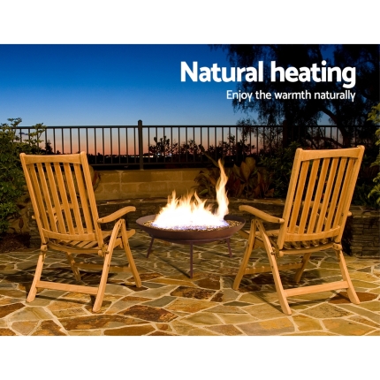 Grillz Rustic Fire Pit Heater Charcoal Iron Bowl Outdoor Patio Wood Fireplace 60CM - Image 5