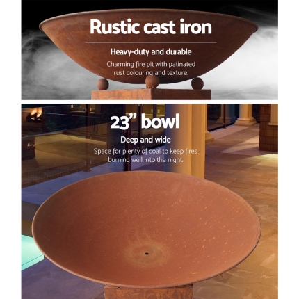 Grillz 23 Inch Outdoor Rustic Cast Iron Fire Pit - Image 3