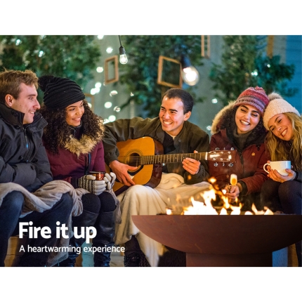 Grillz Rustic Fire Pit Vintage Campfire Wood Burner Rust Outdoor Iron Bowl 70CM - Image 4