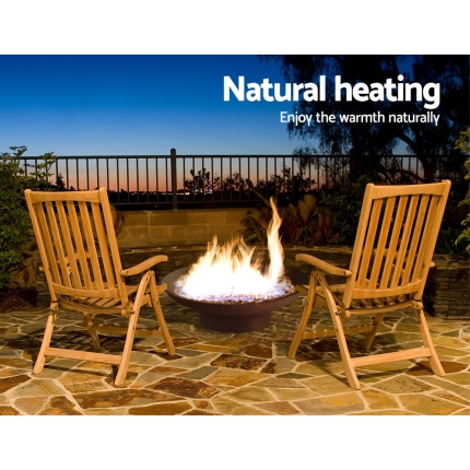 Grillz Rustic Fire Pit Vintage Campfire Wood Burner Rust Outdoor Iron Bowl 70CM - Image 5