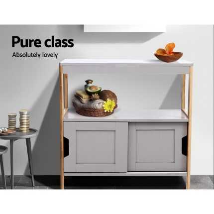 Artiss Buffet Sideboard Cabinet Storage Shelf Cupboard Hallway Tabe Sliding Door - Image 4