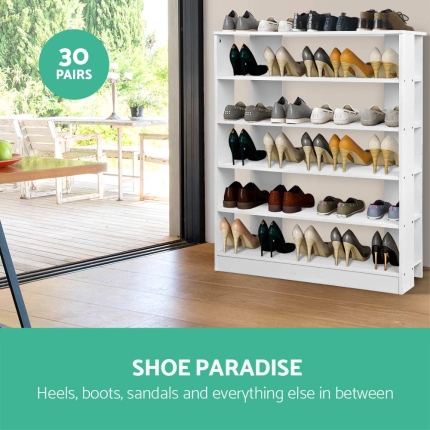 Artiss 6-Tier Shoe Rack Cabinet - White - Image 4