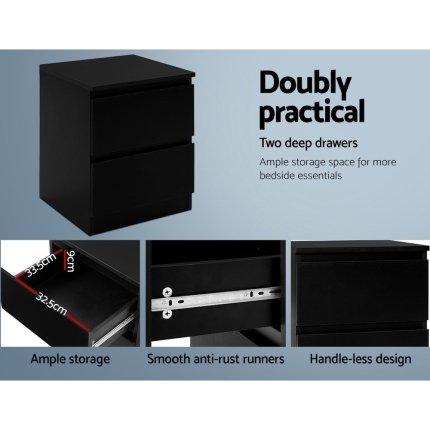 Artiss Bedside Tables Drawers Side Table Bedroom Furniture Nightstand Black Lamp - Image 5