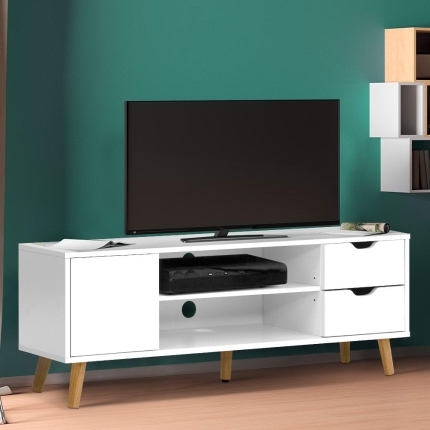 Artiss TV Cabinet Entertainment Unit Stand Wooden Scandinavian 120cm White - Image 6
