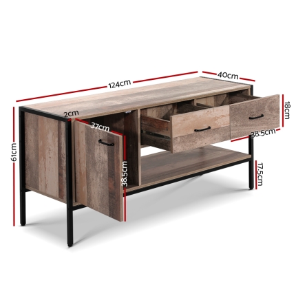 Artiss TV Stand Entertainment Unit Storage Cabinet Industrial Rustic Wooden 120cm - Image 2
