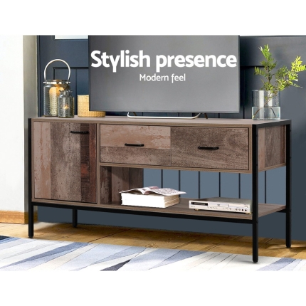 Artiss TV Stand Entertainment Unit Storage Cabinet Industrial Rustic Wooden 120cm - Image 3