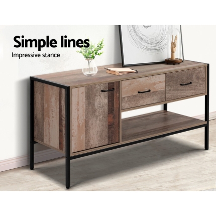 Artiss TV Stand Entertainment Unit Storage Cabinet Industrial Rustic Wooden 120cm - Image 6