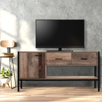 Artiss TV Stand Entertainment Unit Storage Cabinet Industrial Rustic Wooden 120cm - Image 7