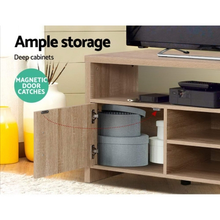 Artiss TV Cabinet Entertainment Unit Stand Storage Shelf Sideboard 140cm Oak - Image 4