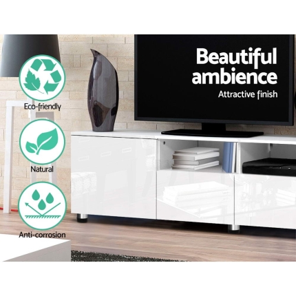 Artiss TV Cabinet Entertainment Unit Stand High Gloss Furniture 205cm White - Image 4