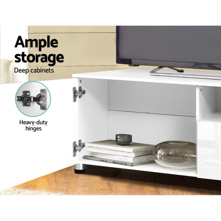 Artiss TV Cabinet Entertainment Unit Stand High Gloss Furniture 205cm White - Image 5