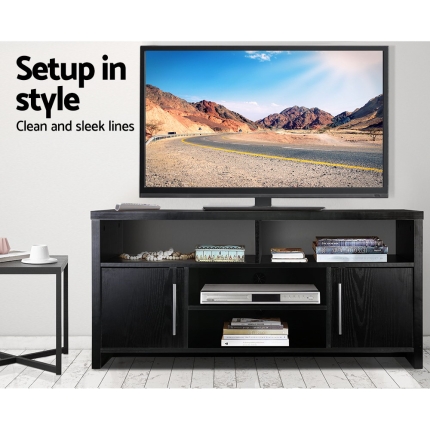 Artiss Entertainment Unit with Cabinets - Black - Image 3