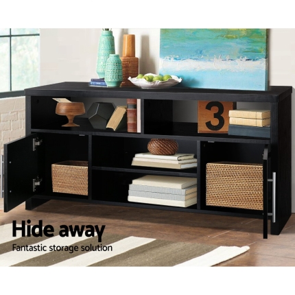 Artiss Entertainment Unit with Cabinets - Black - Image 5