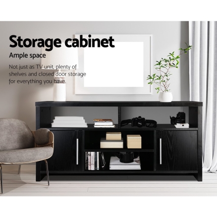 Artiss Entertainment Unit with Cabinets - Black - Image 6
