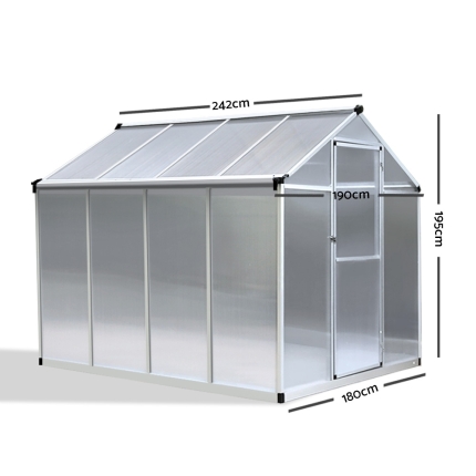 Greenfingers Greenhouse Aluminium Green House Garden Shed Greenhouses 2.42x1.9M - Image 2