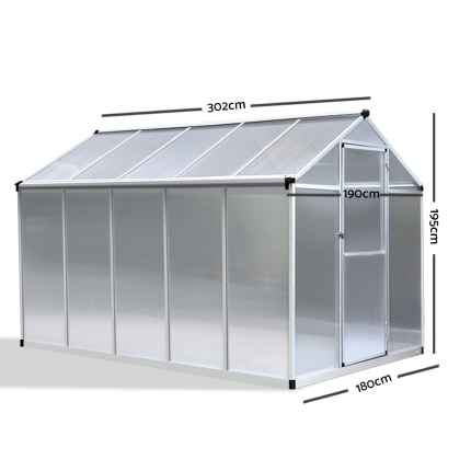 Greenfingers Greenhouse Aluminium Green House Garden Shed Greenhouses 3.02x1.9M - Image 2