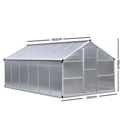 Greenfingers Greenhouse Aluminium Green House Garden Shed Greenhouses 3.62x2.5M - Image 2
