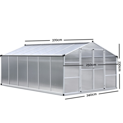 Greenfingers Greenhouse Aluminium Green House Garden Shed Greenhouses 3.7x2.5M - Image 2