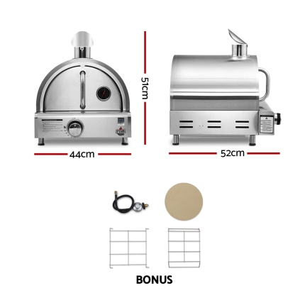 Grillz Portable Pizza Oven Camping Grill LPG Cooking Gas Stove Stainless Steel - Image 2