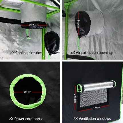 Greenfingers Grow Tents Hydroponics Plant Tarp Shelves Kit 120 x 60 x 120cm - Image 4