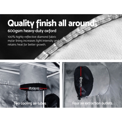 Greenfingers Hydroponics Grow Tent Kits Hydroponic Grow System 2.4m x 1.2m x 2m 600D Oxford - Image 4