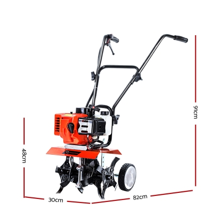 Giantz 72CC Garden Cultivator Tiller Petrol Rotary Hoe 16 Tines Rototiller - Image 2