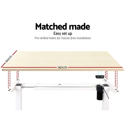 Electric Motorised Height Adjustable Standing Desk - White Frame with 140cm Natural Oak Top - Image 5