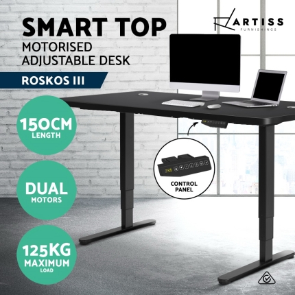 Artiss Electric Motorised Height-Adjustable Standing Desk Laptop 2-Motor 150cm - Image 3