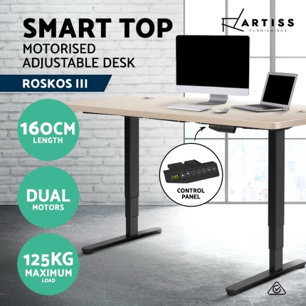 Artiss 160cm Motorised Electric Height Adjustable Standing Desk Table Dual Motor - Image 3