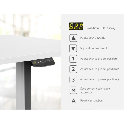 Artiss Height Adjustable Standing Desk Sit Stand Motorised Electric Roskos III Grey White - Image 4