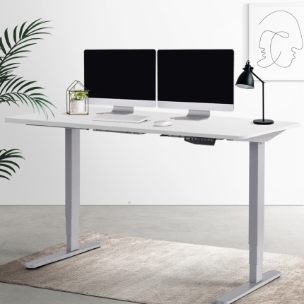 Artiss Height Adjustable Standing Desk Sit Stand Motorised Electric Roskos III Grey White - Image 7