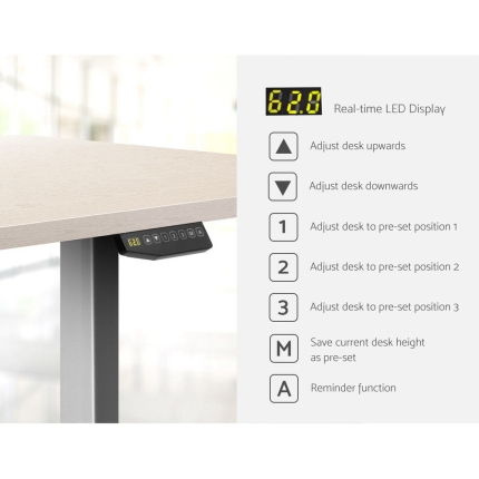 Artiss Height Adjustable Standing Desk Sit Stand Motorised Electric Roskos III Grey White Oak - Image 4