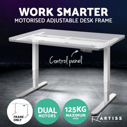 Artiss Motorised Standing Desk - White - Image 3