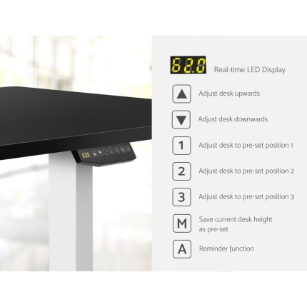 Artiss Height Adjustable Standing Desk Sit Stand Motorised Electric Roskos III White Black - Image 4