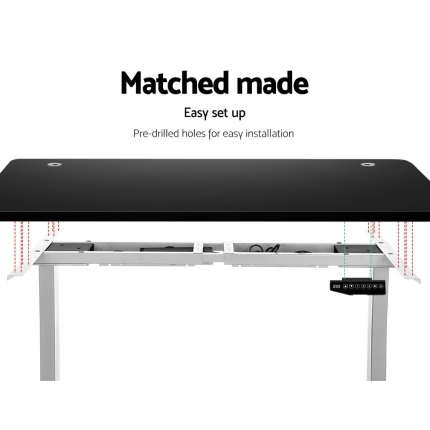 Artiss Height Adjustable Standing Desk Sit Stand Motorised Electric Roskos III White Black - Image 6