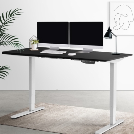 Artiss Height Adjustable Standing Desk Sit Stand Motorised Electric Roskos III White Black - Image 7