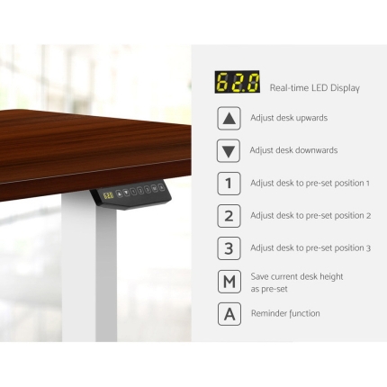 Artiss Height Adjustable Standing Desk Sit Stand Motorised Electric Roskos III White Walnut - Image 4
