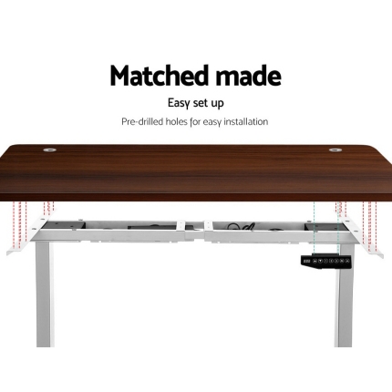 Artiss Height Adjustable Standing Desk Sit Stand Motorised Electric Roskos III White Walnut - Image 6