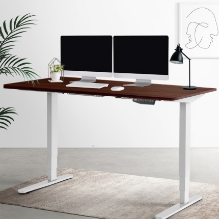 Artiss Height Adjustable Standing Desk Sit Stand Motorised Electric Roskos III White Walnut - Image 7