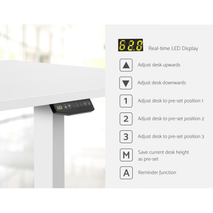 Artiss Height Adjustable Standing Desk Sit Stand Motorised Electric Roskos III White - Image 4